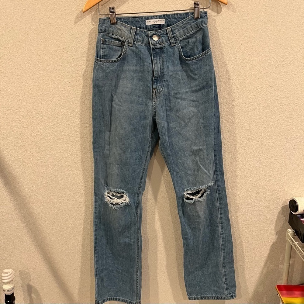 Maria Vitoria Paolillo MVP high rise straight leg distressed jeans size 38